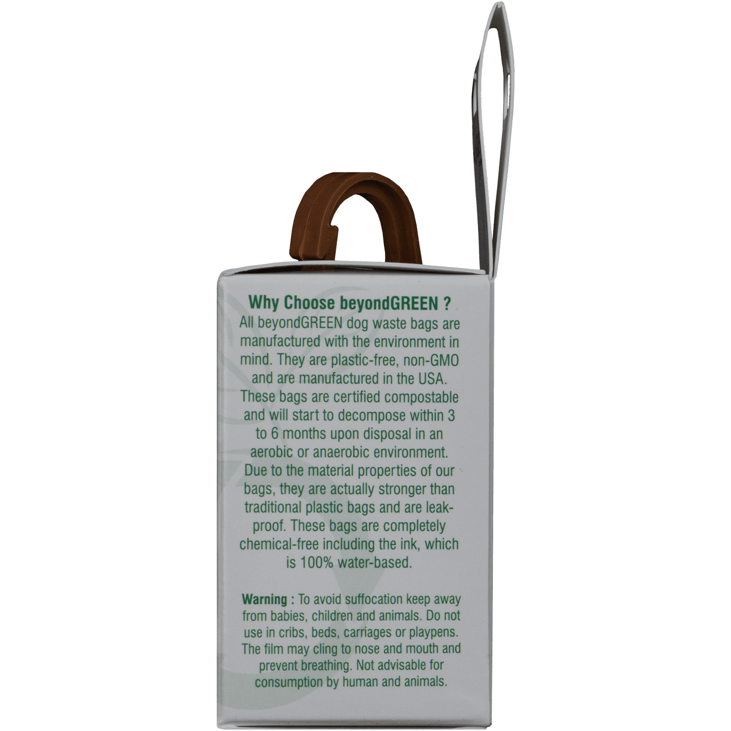 beyondGREEN Dog Waste Bag Leash Dispenser – Clip-On Holder for Standard Rolls – Durable, Portable, Made in USA