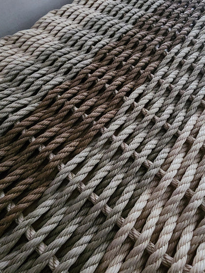 Light Tan, Cream, Tan & Brown 5-Stripe Lobster Rope Doormat