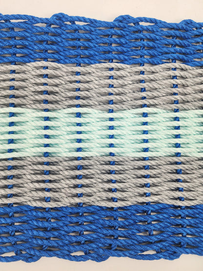 Blue, Gray & Seafoam 5-Stripe Lobster Rope Doormat
