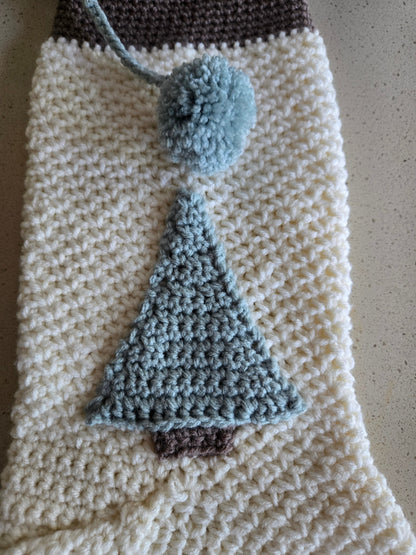 Woodland Calm Heirloom Crochet Christmas Stocking | Handmade Holiday Mantel Decor