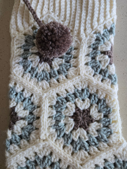 Woodland Calm Heirloom Crochet Christmas Stocking | Handmade Holiday Mantel Decor