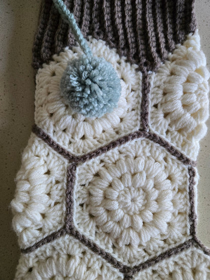 Woodland Calm Heirloom Crochet Christmas Stocking | Handmade Holiday Mantel Decor