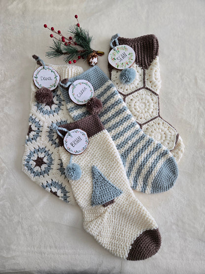 Woodland Calm Heirloom Crochet Christmas Stocking | Handmade Holiday Mantel Decor
