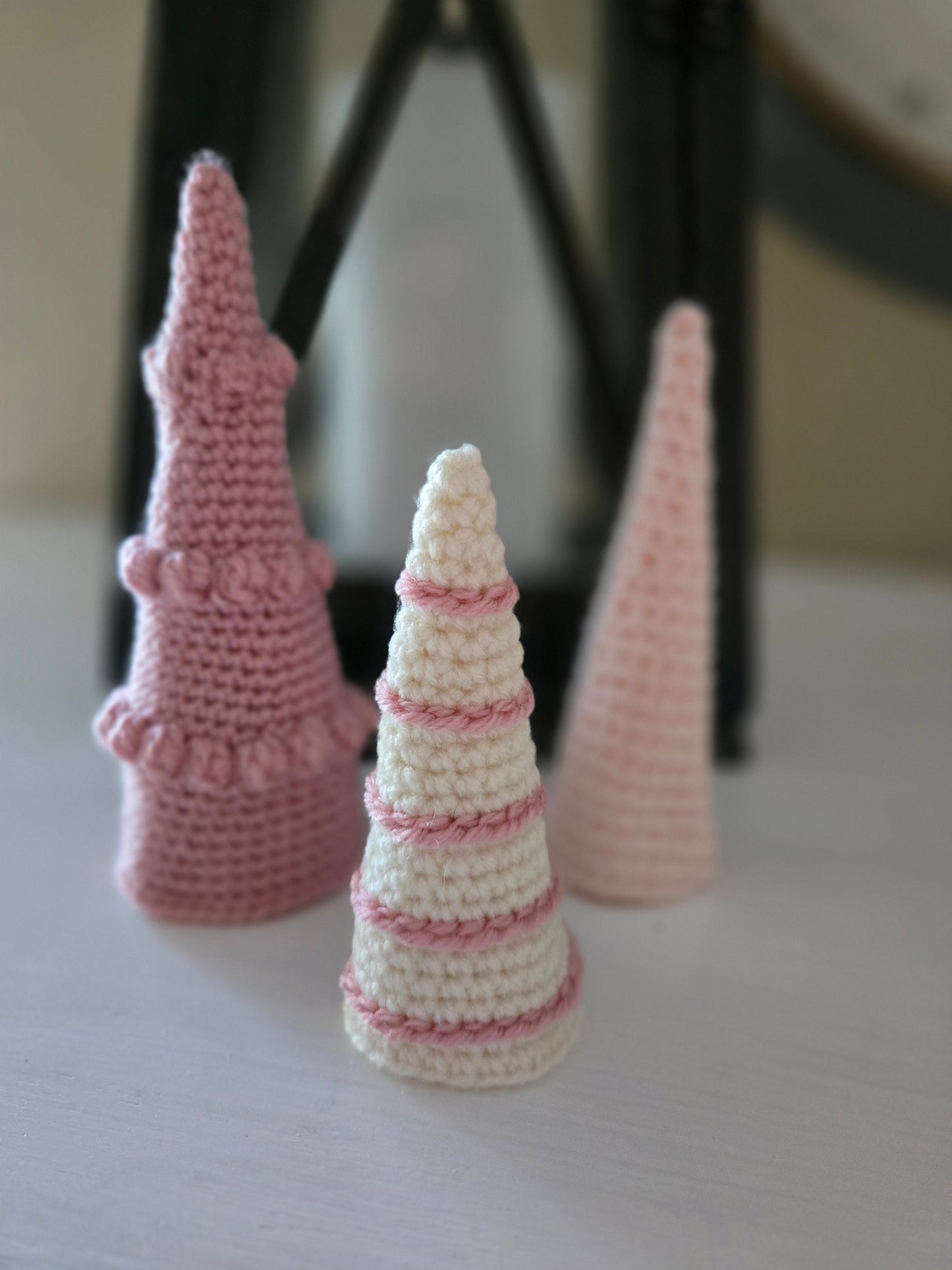 Blush Noel Crochet Tabletop Trees Set