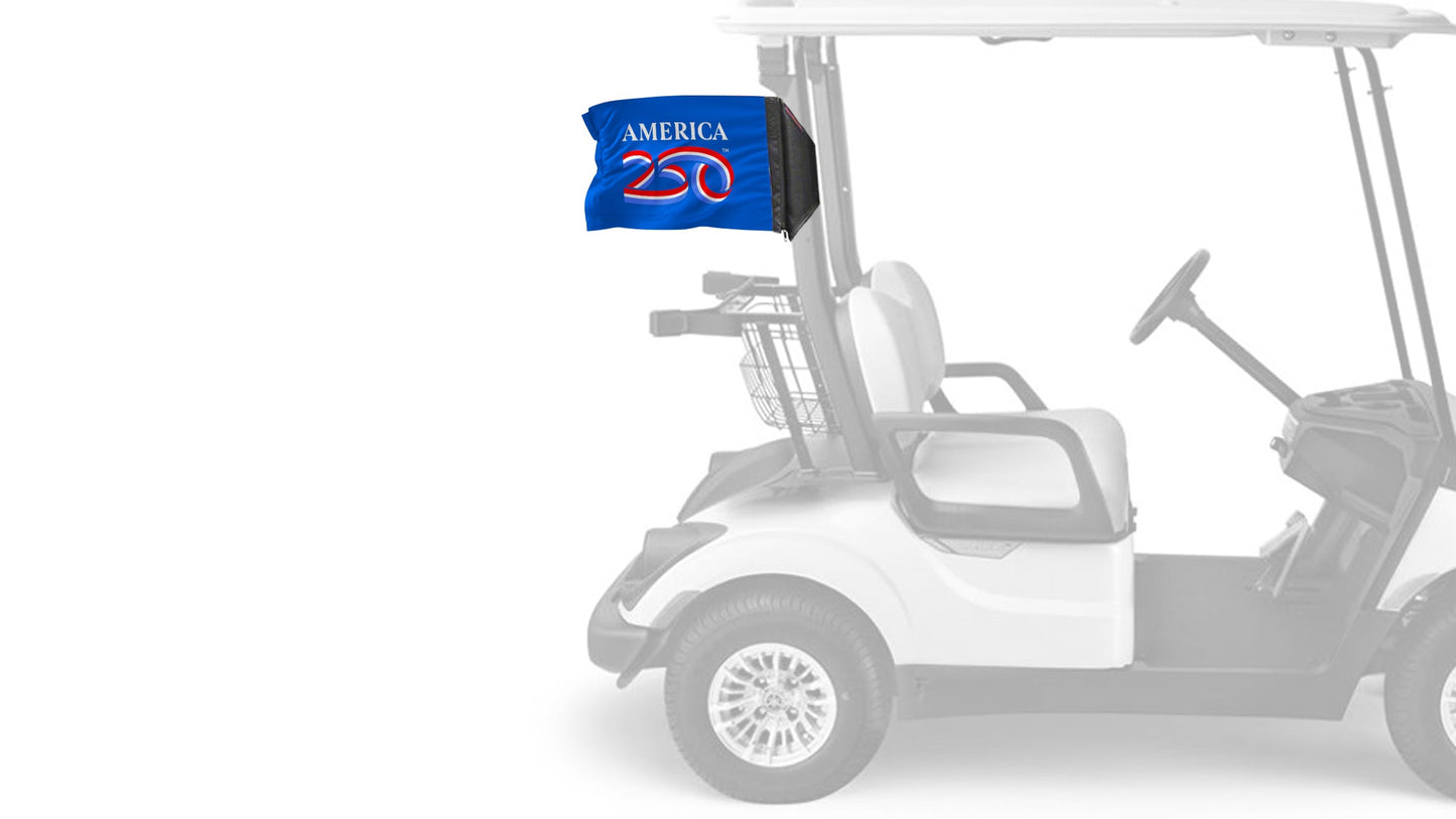 America 250 12"x18" Forever Wave Flag for Golf Carts