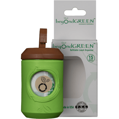 beyondGREEN Dog Waste Bag Leash Dispenser – Clip-On Holder for Standard Rolls – Durable, Portable, Made in USA