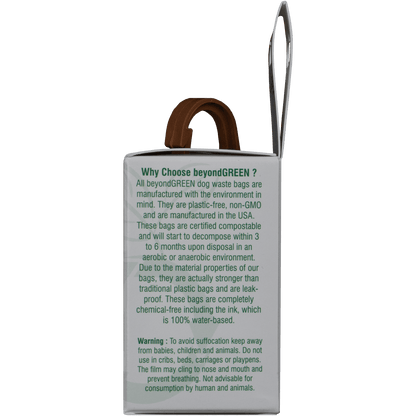 beyondGREEN Dog Waste Bag Leash Dispenser – Clip-On Holder for Standard Rolls – Durable, Portable, Made in USA