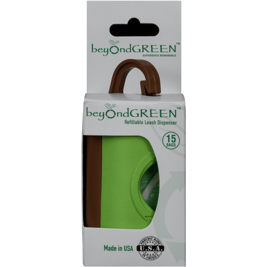beyondGREEN Dog Waste Bag Leash Dispenser – Clip-On Holder for Standard Rolls – Durable, Portable, Made in USA