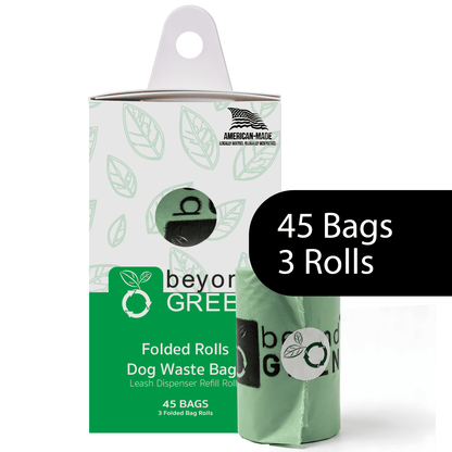 Dog Poop Bags – Poop Bags – Dog Bags | Folded Rolls 9" x 12" | Leak-Resistant | Made in USA | beyondGREEN
