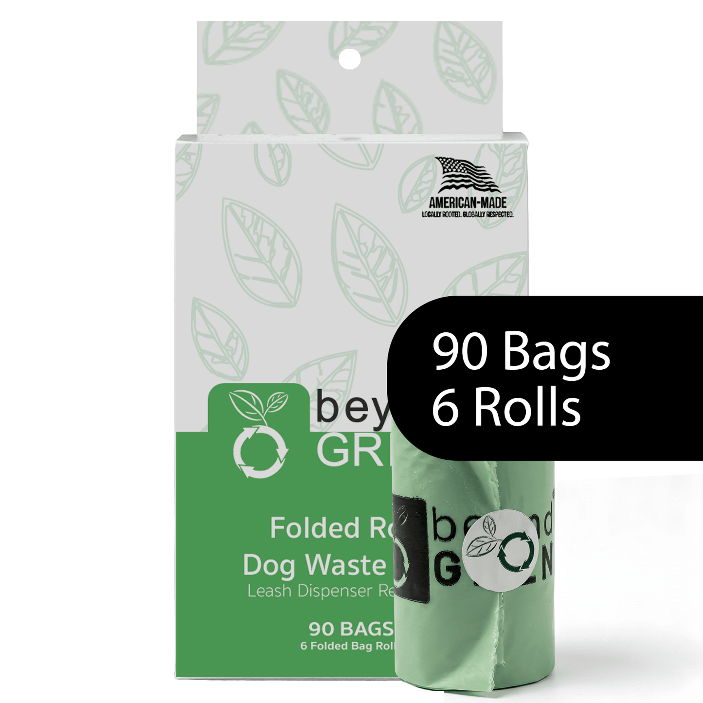 Dog Poop Bags – Poop Bags – Dog Bags | Folded Rolls 9" x 12" | Leak-Resistant | Made in USA | beyondGREEN