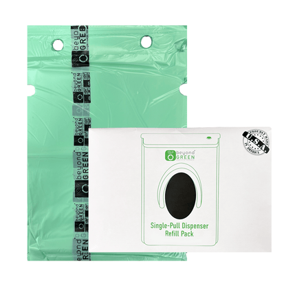Dog Waste Station Bags – Single-Pull Refill 9" x 13" | Park Dispenser Compatible | Made in USA | beyondGREEN