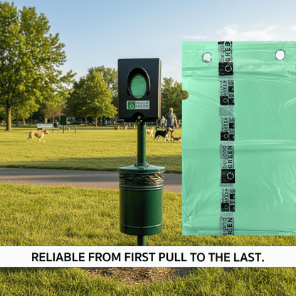 Dog Waste Station Bags – Single-Pull Refill 9" x 13" | Park Dispenser Compatible | Made in USA | beyondGREEN