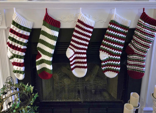 Vintage Evergreen Crochet Christmas Stocking | Heirloom Holiday Mantel Decor