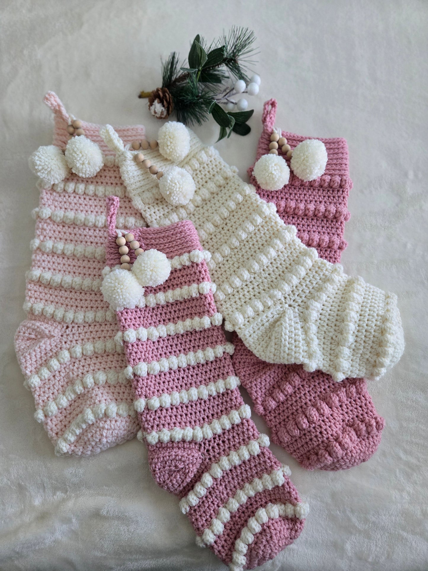 Blush Noel Heirloom Crochet Christmas Stockings