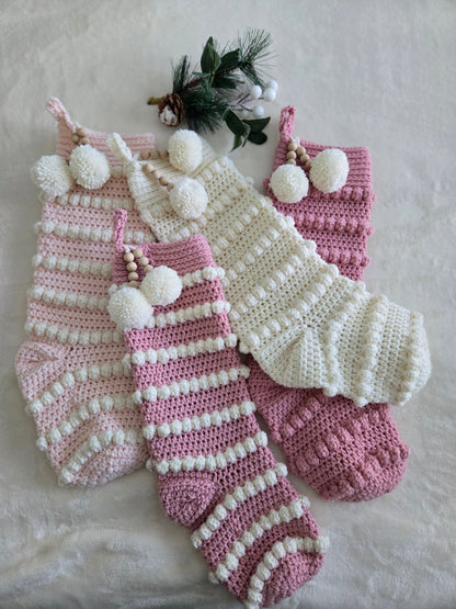 Blush Noel Heirloom Crochet Christmas Stockings