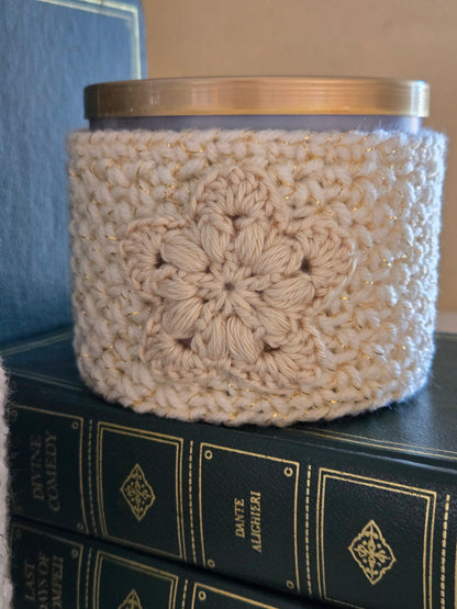 Silver & Gold Crochet Candle Sleeves