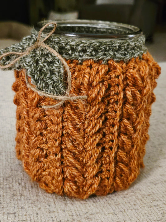Crochet Fall Pumpkin Candle Sleeve