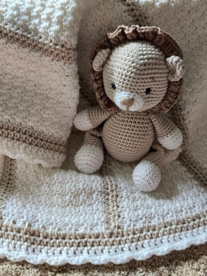 Handmade Crochet Lion Plush– Safari Nursery Decor