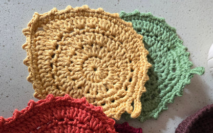 Crochet Fall Leaf Coaster Set with Holder