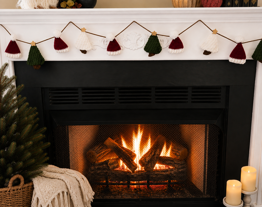 Vintage Evergreen Crochet Christmas Garland | Heirloom Holiday Mantel Decor