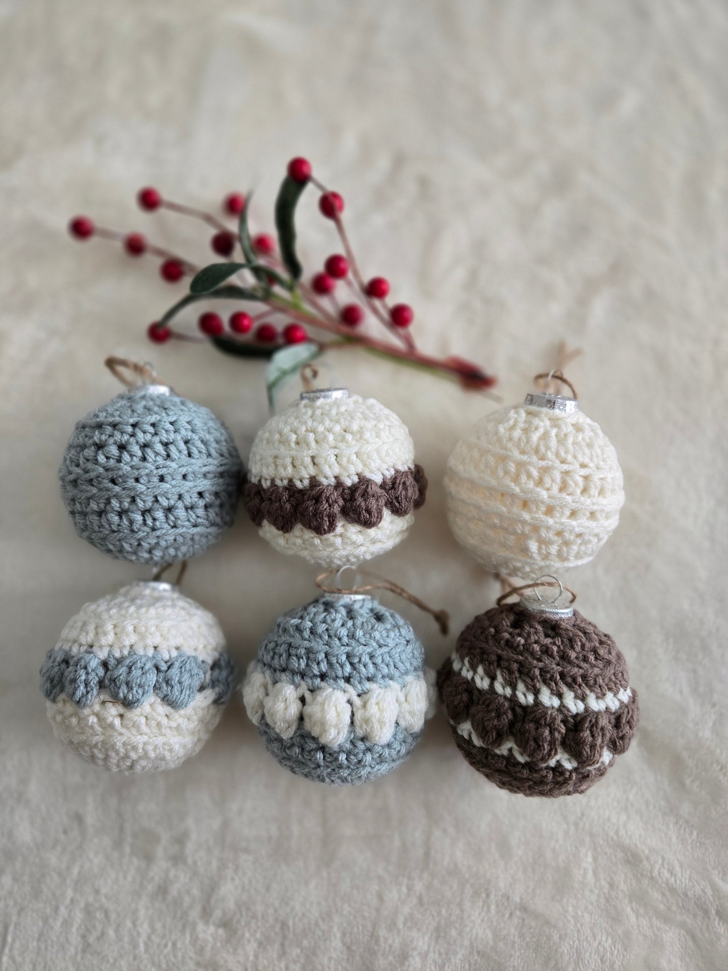 Woodland Calm Crochet Christmas Ornament Set | Set of 6 Handmade Heirloom Ornaments