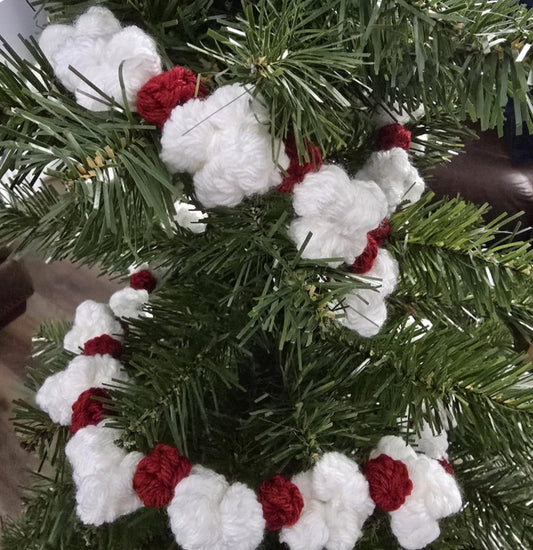 Vintage Evergreen Crochet Popcorn Garland - Heirloom Holiday Decor