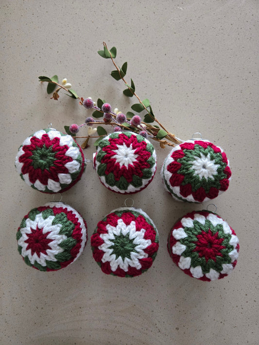 Vintage Evergreen Crochet Christmas Ornaments | Set of 6 Heirloom Tree Decorations