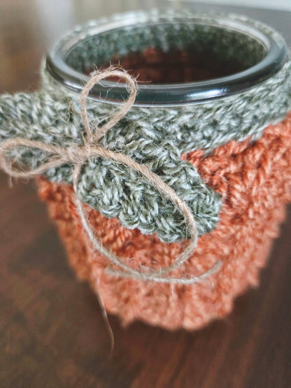 Crochet Fall Pumpkin Candle Sleeve
