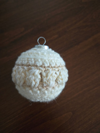 Silver & Gold Crochet Christmas Ornament Set | Handmade Holiday Tree Decorations | Set of 6