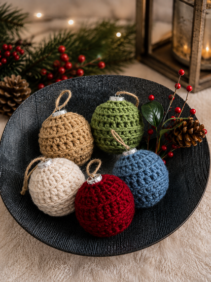 Winter Wishes Crochet Christmas Ornament Set | Handcrafted Holiday Tree Decor | Set of 5 Heirloom Ornaments