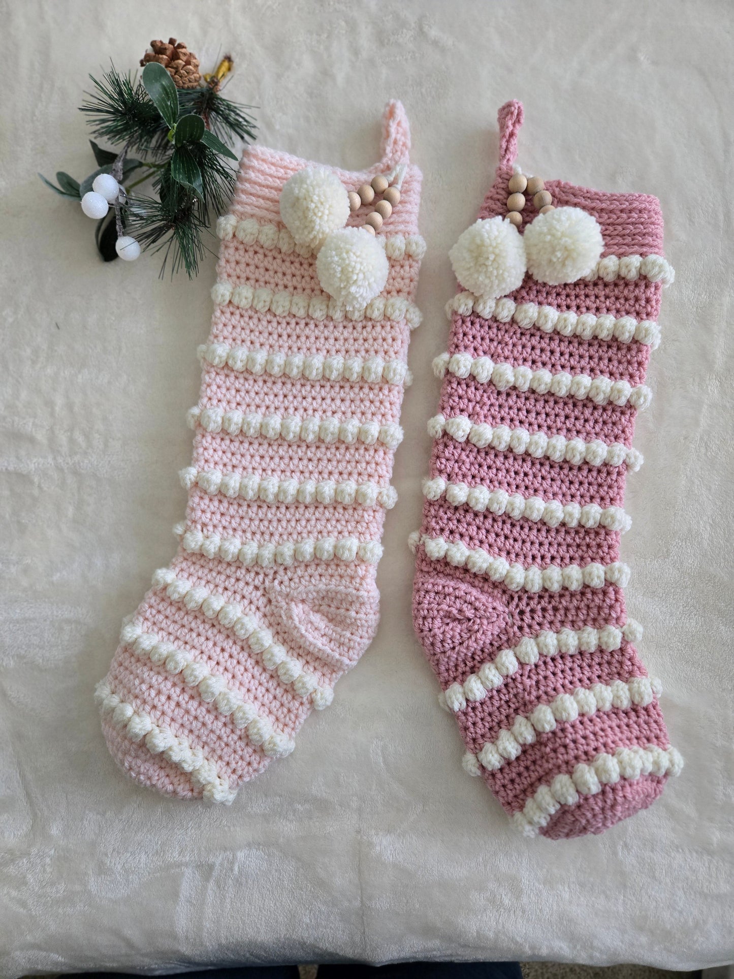 Blush Noel Heirloom Crochet Christmas Stockings
