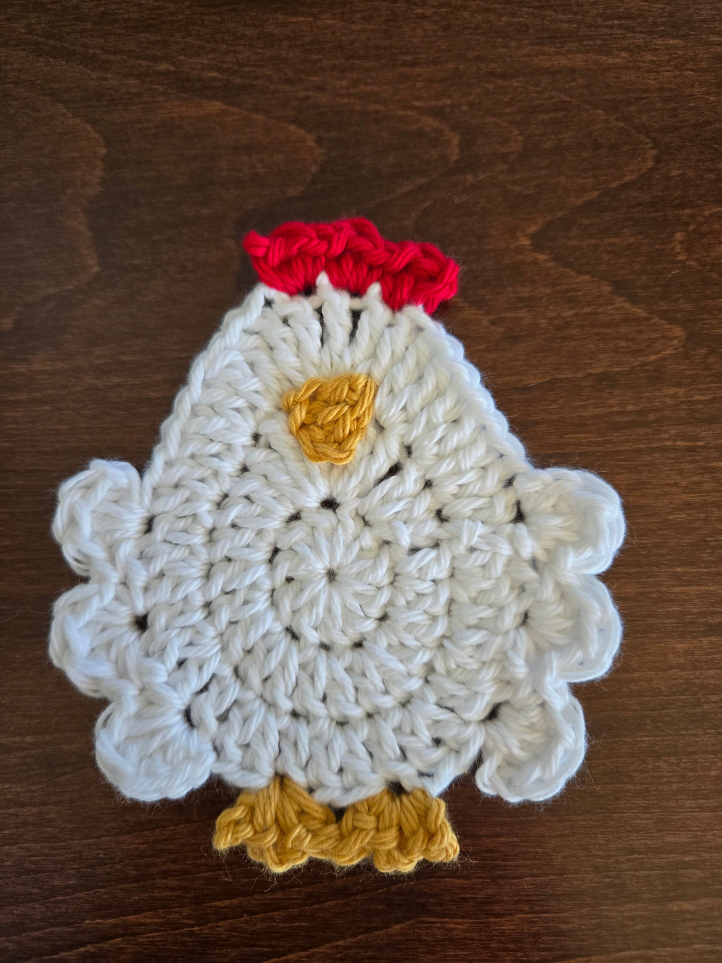 Handmade Crochet Chicken Coasters | Farmhouse Kitchen Decor | Set of 4