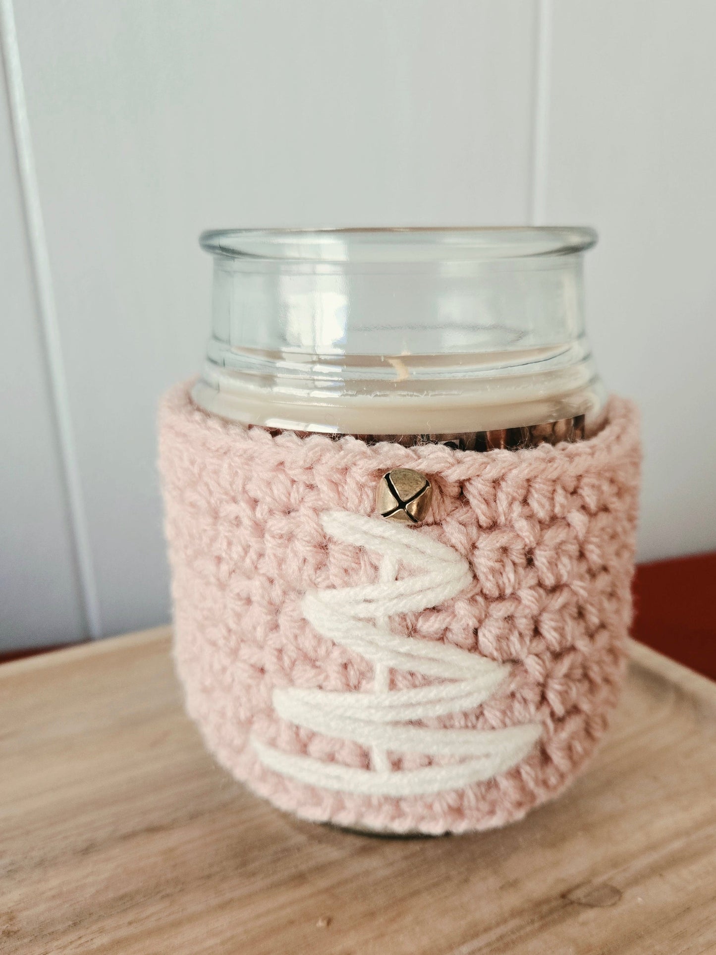 Blush Noel Crochet Candle Sleeves