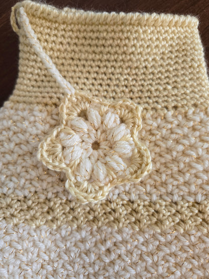 Silver & Gold Crochet Christmas Stocking - Handmade Holiday Stocking