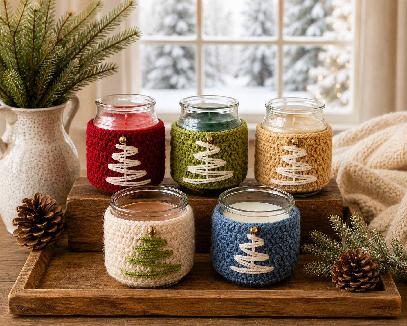 Winter Wishes Crochet Candle Cozy
