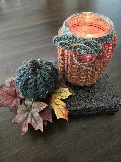 Crochet Fall Pumpkin Candle Sleeve