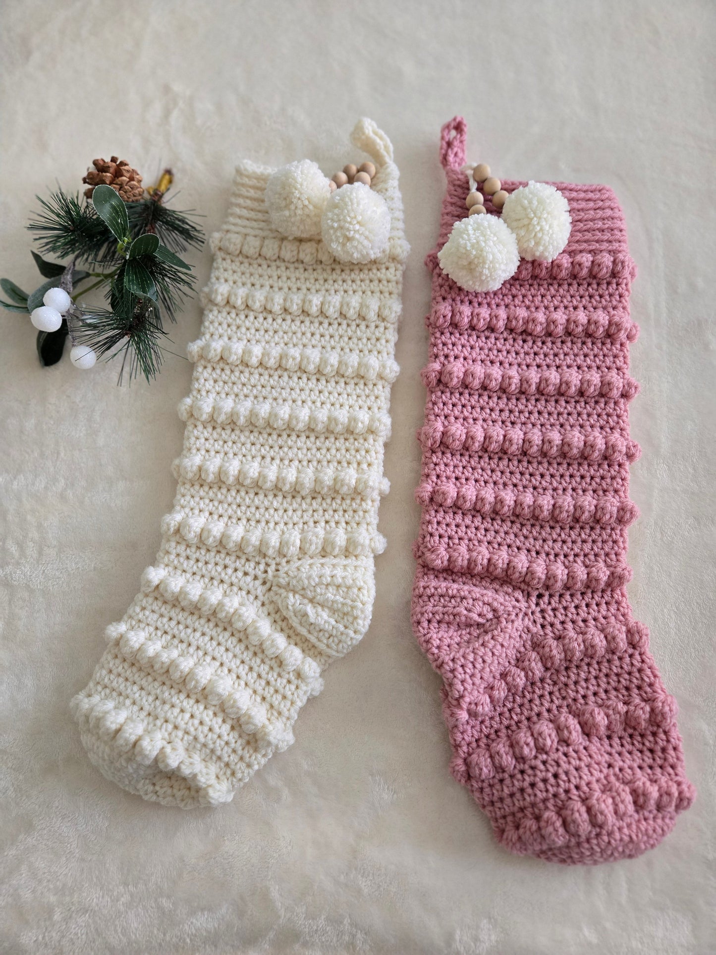 Blush Noel Heirloom Crochet Christmas Stockings