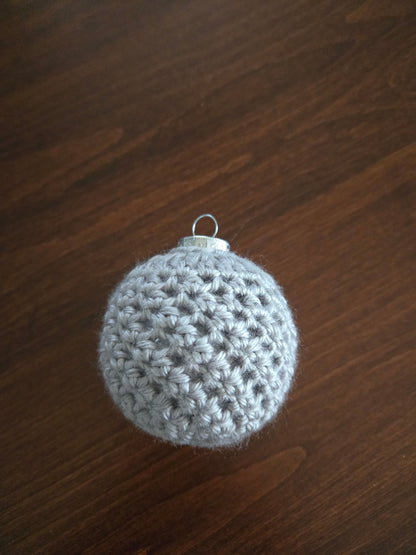 Silver & Gold Crochet Christmas Ornament Set | Handmade Holiday Tree Decorations | Set of 6